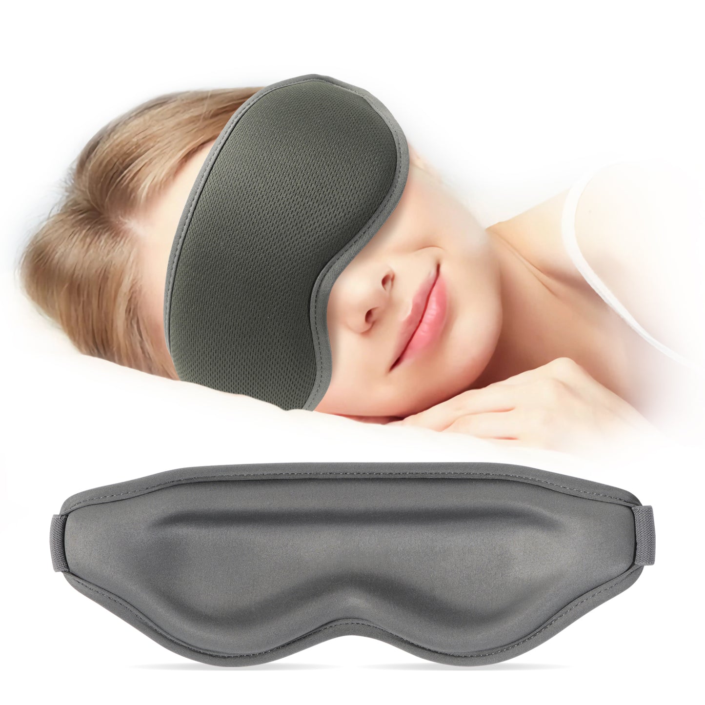 3D Sleep Mask for Women and Men, Zero Eye Pressure, 100% Light Blocking