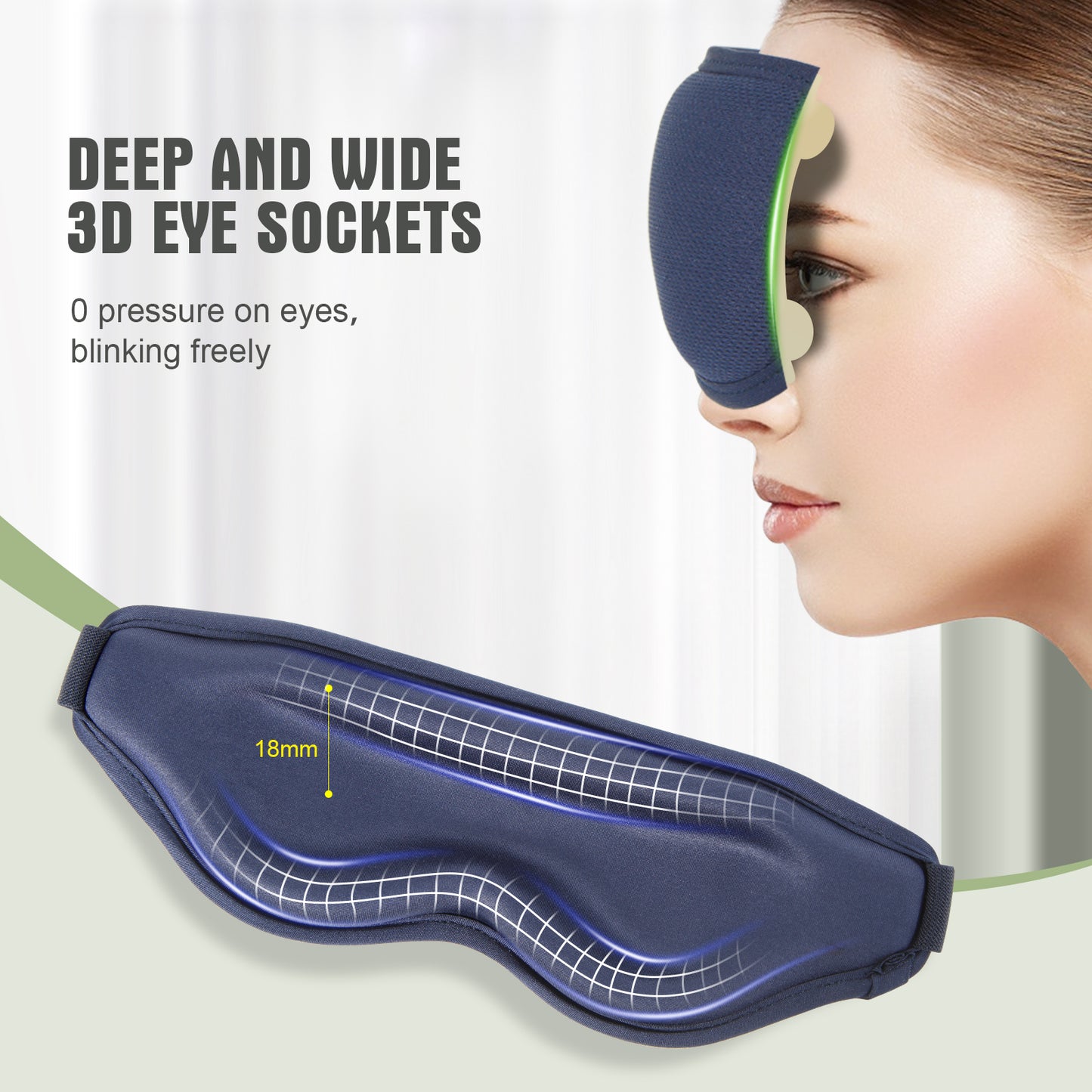 3D Sleep Mask for Women and Men, Zero Eye Pressure, 100% Light Blocking