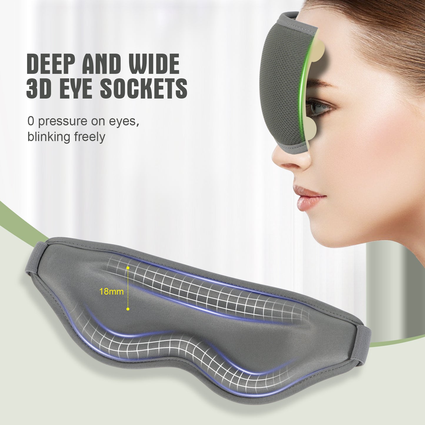3D Sleep Mask for Women and Men, Zero Eye Pressure, 100% Light Blocking