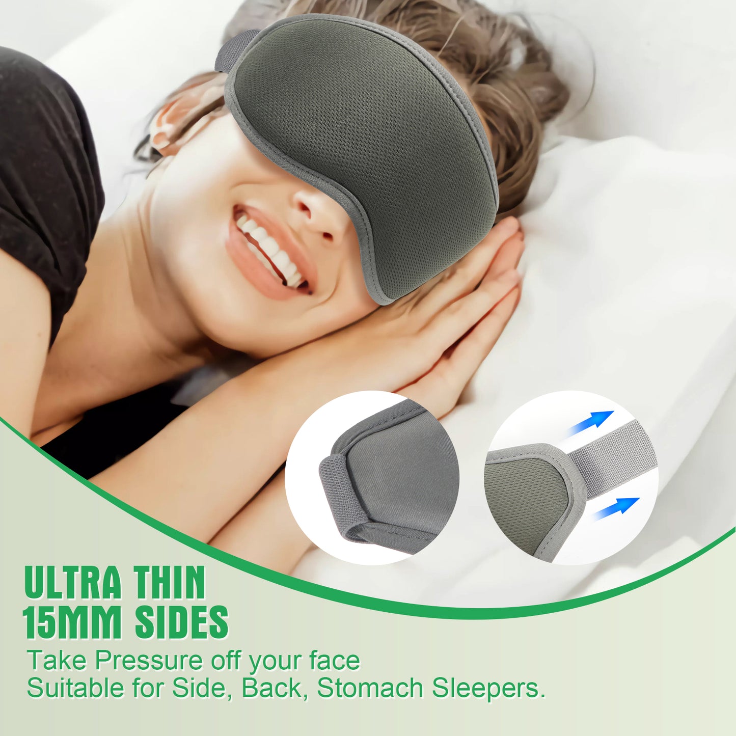 3D Sleep Mask for Women and Men, Zero Eye Pressure, 100% Light Blocking