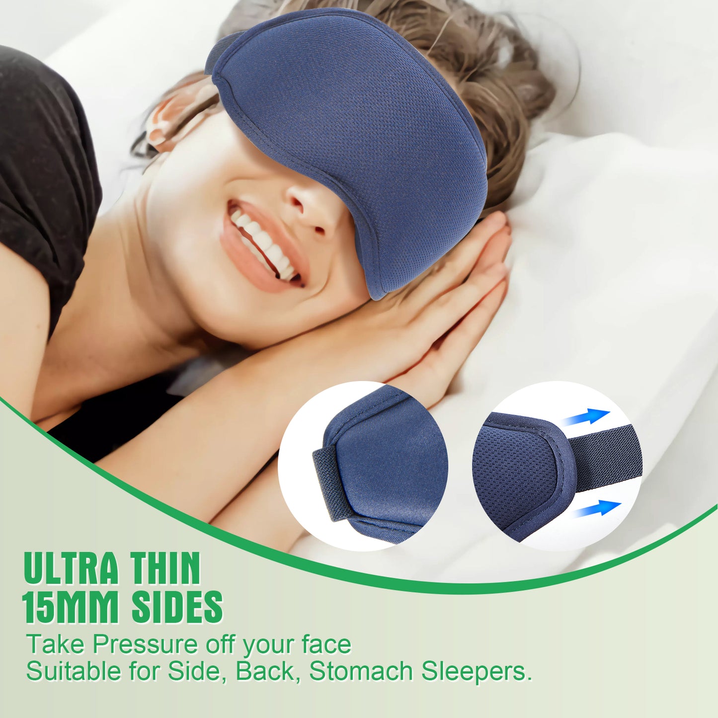 3D Sleep Mask for Women and Men, Zero Eye Pressure, 100% Light Blocking