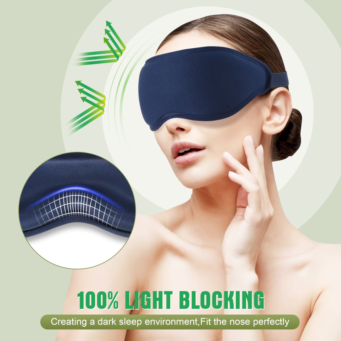 3D Sleep Mask for Women and Men, Zero Eye Pressure, 100% Light Blocking